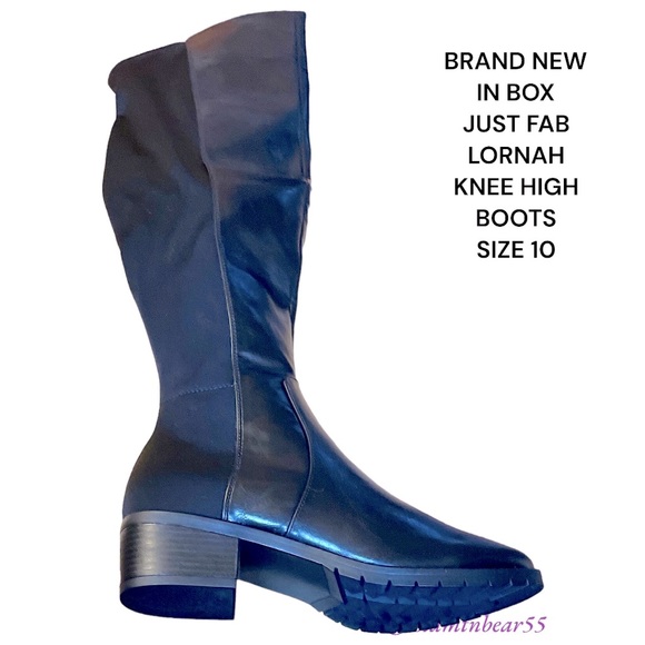 BRAND NEW JUST FAB KNEE HIGH BLK BOOTS-SOFT SILKY/STRETCH BACK & FLAT HEEL-SZ 10 - Picture 8 of 16